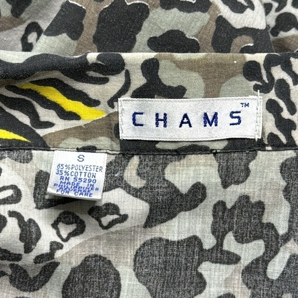 Vintage CHAMS Lepoard Short Sleeve Button UP Shirt Size Small - Picture 7 of 8